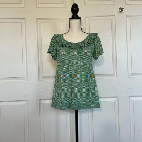 Banana Republic Ruffle Neck Short Sleeve Top, S - Picture 2 of 12